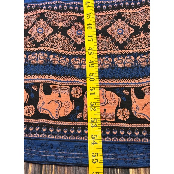 J for Justify Maxi Dress Women 1X Blue Orange Elephant Print Sleeveless Boho - Picture 4 of 9